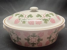 RARE Hall China Company VTG Pink Clover Oval Casserole dish # 103 US