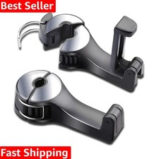 Car Headrest Hook with Phone Holder, Universal 360 Rotation Headrest Hooks fo...