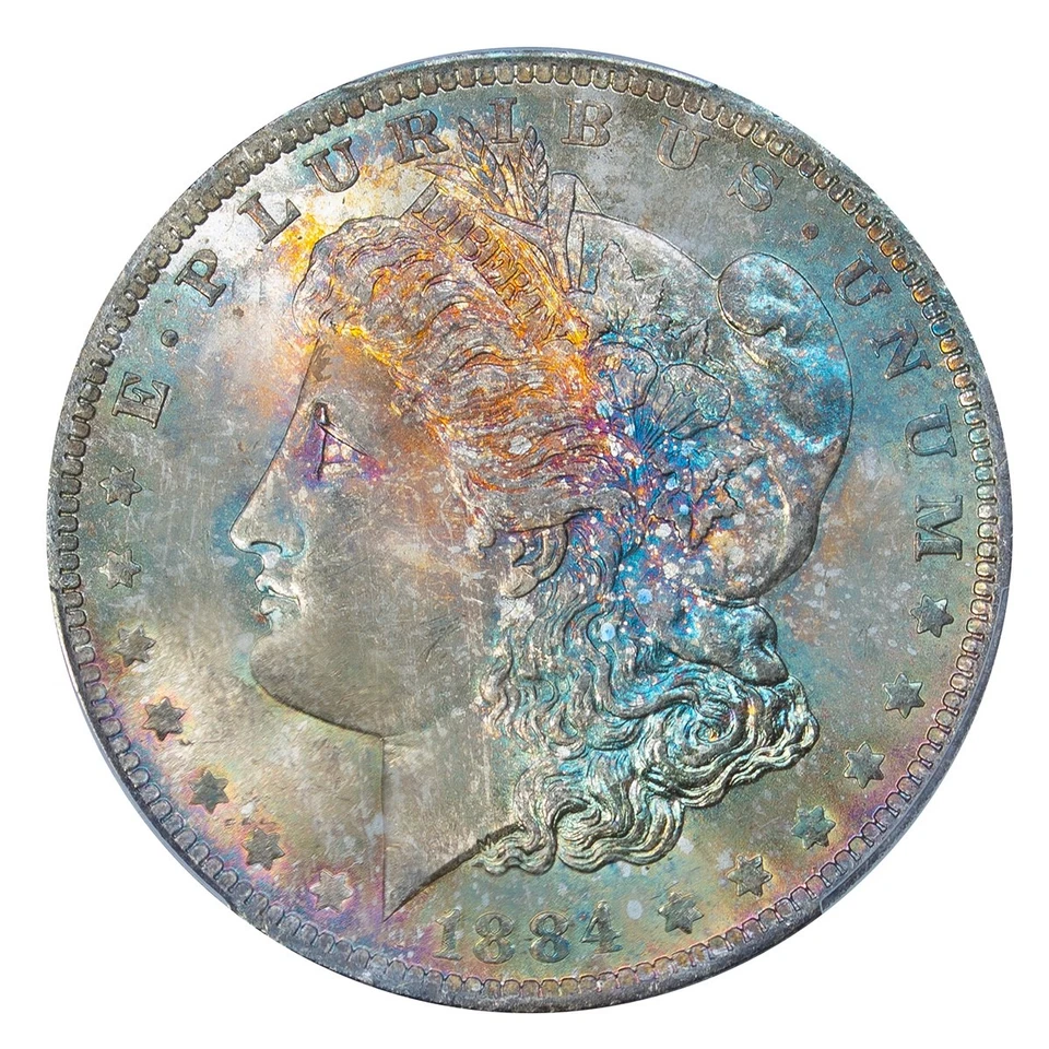 1884-O PCGS MS64 CAC MORGAN $ NICE COLORFUL TONED RAINBOW (VIDEO) - Image 2 of 4