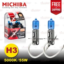 H3 453 MICHIBA 12V 55W 5000K Xenon Super WHITE Halogen HeadLight Bulbs Lamp (x2)