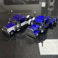 1:64 Peterbilt 379 Truck Diecast Model - Alloy Cab Semi Truck Collectible-2Pcs
