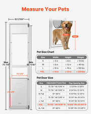 XL Dog Door for Sliding Glass Door Adjustable 75-80" Pet Door w/ Lock