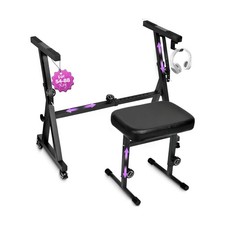 Digital Piano Keyboard Stand and Bench Set - Heavy Duty Adjustable Portable M...