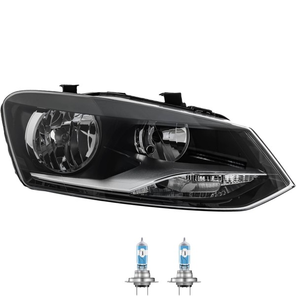 Scheinwerfer Rechts Chrom H7/H7 FüR VW Polo 6R 6C 6R_ Inkl. Osram Lampen-image