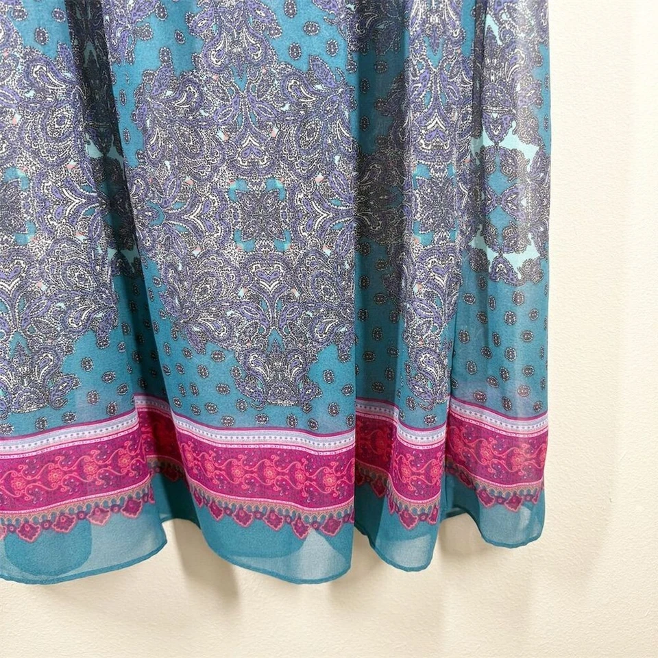 Maxi Falda American Eagle Deadstock Paisley Gasa Talla 12 Azul Rosa Informal Nueva con Etiquetas Foto 3 de 4