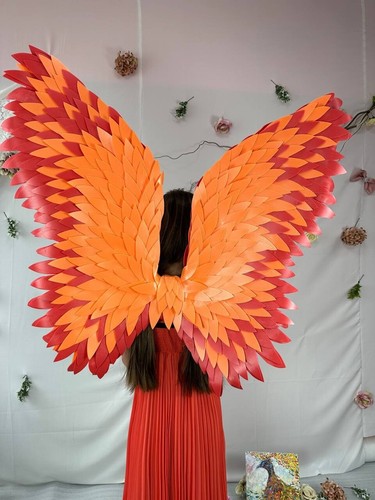 Phoenix Wings Halloween Adulto Disfraz Mujeres Fuego Pájaro Alas Adulto Cosplay - Imagen 9 de 9