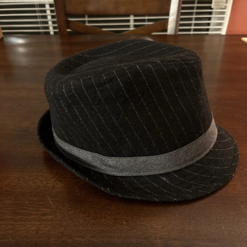 Helix Pinstripe Fedora Hat - Small/Medium Contrast Band Wool Blend Unisex - Image 2 of 4