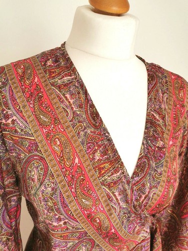 Purple Long Wrap Dress Maxi silk style 16 18 Boho Hippy L fairtrade boho wedding - Picture 3 of 9