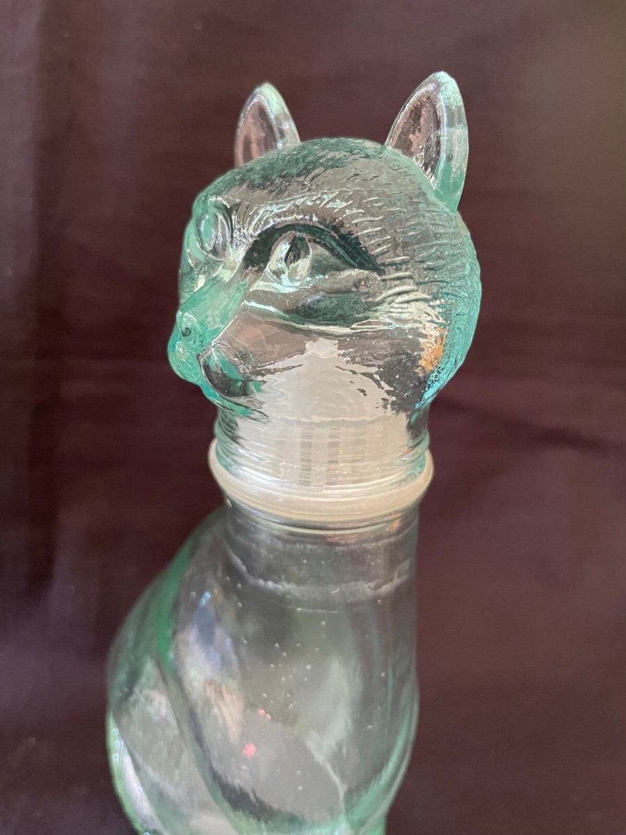 Vintage Retro Clear Glass Cat Empoli Genie Decanter Bottle Italian