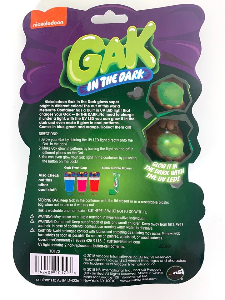 Nickelodeon Gak In The Dark Includes UV LED Light - Glows Green | eBay