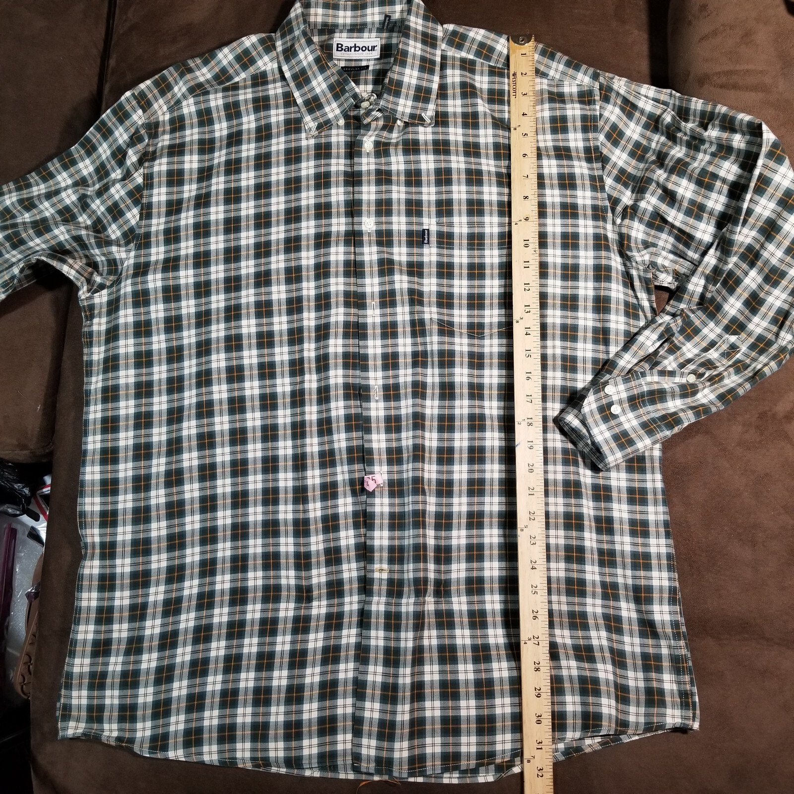 BARBOUR BUTTON DOWN SHIRT CLASSIC FIT LONG SLEEVE GREEN PLAID XL-image