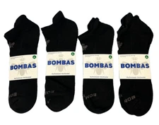 Bombas Men's Solids Ankle 4-Pack Comfort Black Socks Classic Style Size XL