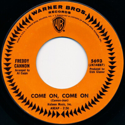 Freddy Cannon The Dedication Song / Come On, Come On Vinyl Single 7inch