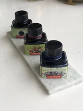 Lot of 3 Vintage J. Herbin Ink Bottles (full) with discontinued Rouge Fuchsia