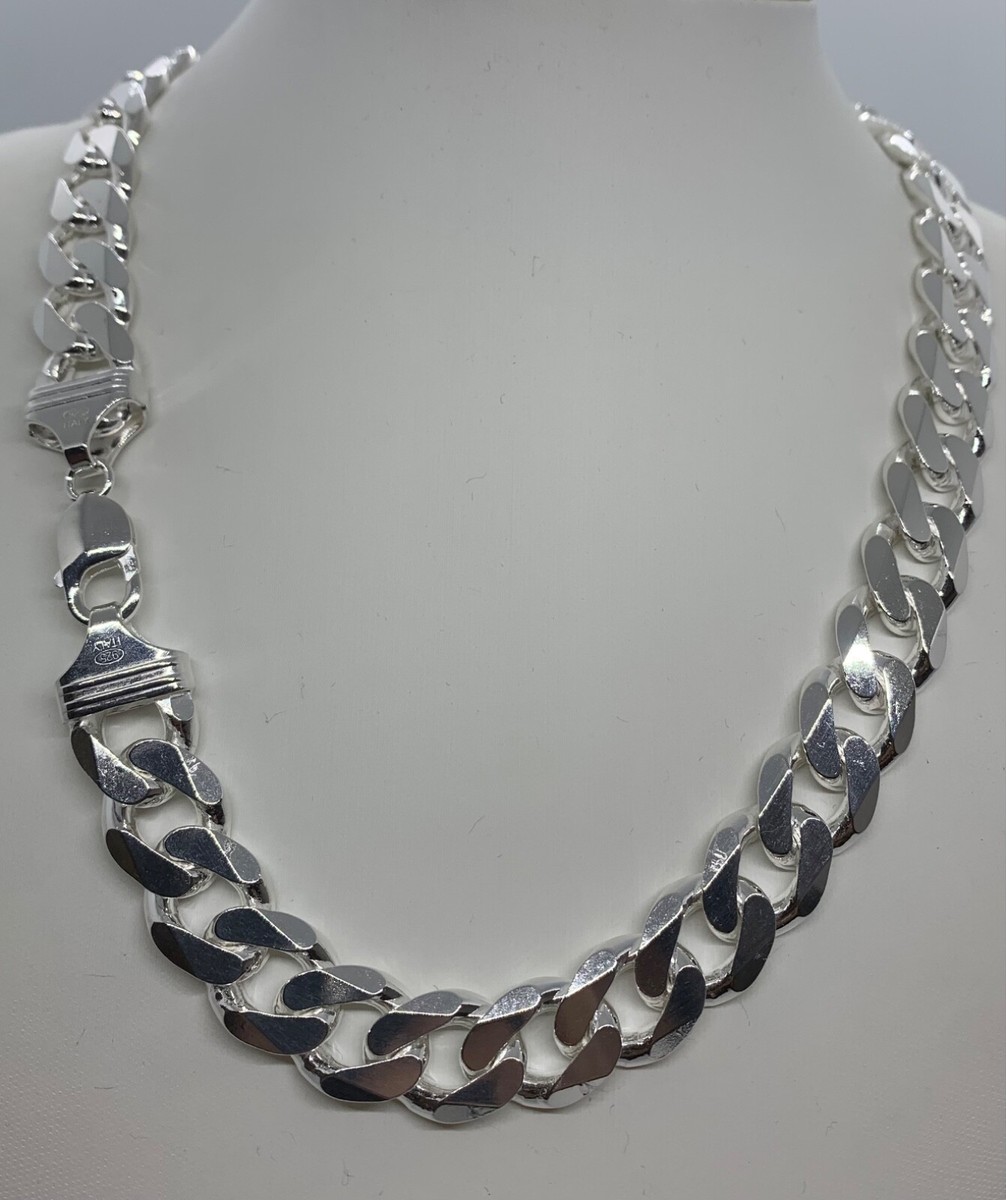 15mm Solid 925 Sterling Silver Cuban Link Chain Necklace Men 20