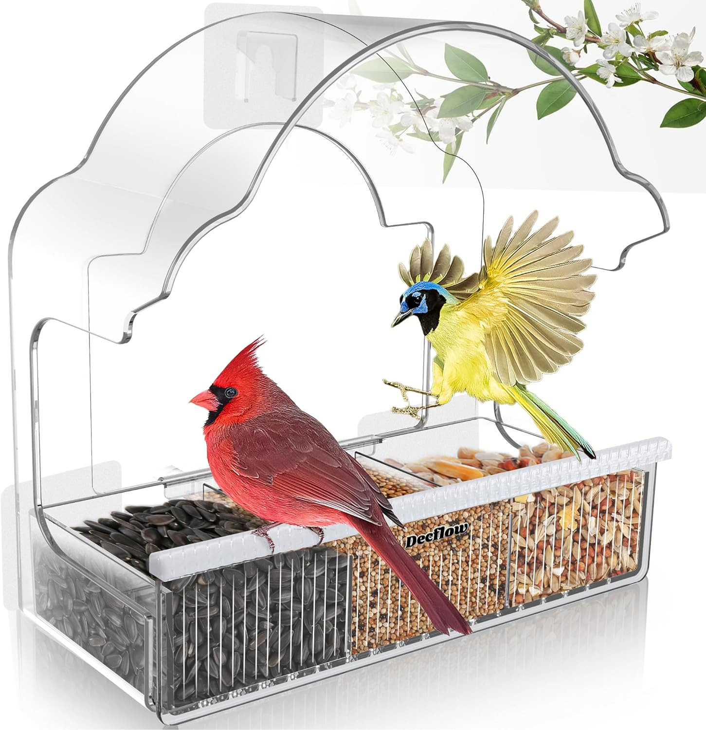 Window Bird Feeder Outside Removable Tray Wild Bird House Strong Adhesive Sheets