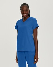 New White Cross FIT Women's V-Neck Scrub Top with Side Mesh 746