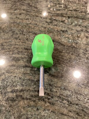 Snap on shd1 flat tip stubby hard grip screwdriver green