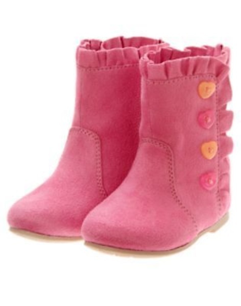 GYMBOREE PANDA ACADEMY PINK BUTTON SUEDE BOOTIES 03 10 NWT-OT