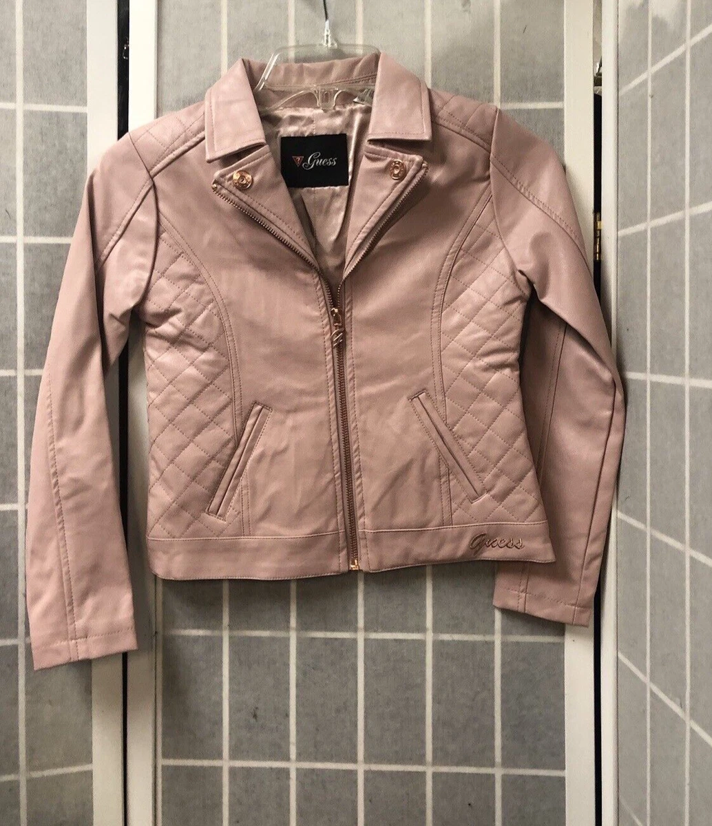 Guess pink deals faux leather jacket