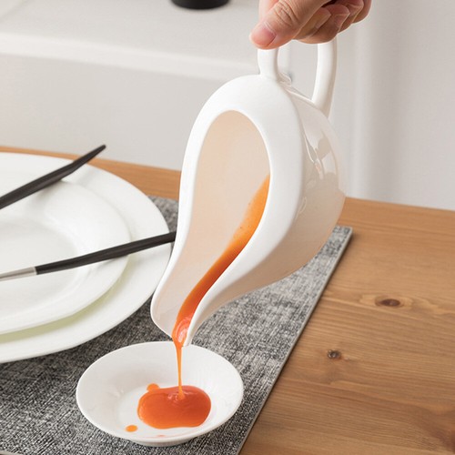 Vintage-Sauciere Silber Weißer Soßenkrug Keramik-Saucenschiffchen Soßenbehälter - Bild 10 von 12