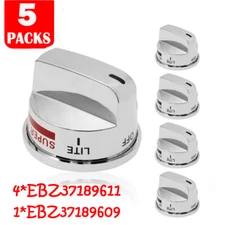 4pc EBZ37189611 + 1pc EBZ37189609 Gas Burner REPLACEMENT Knobs for LG Range 5pcs