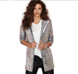 sequin longline blazer