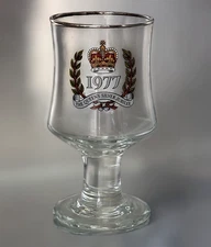 Vintage Queen Elizabeth II Silver Jubilee Wine Glass Silver Rim 1977