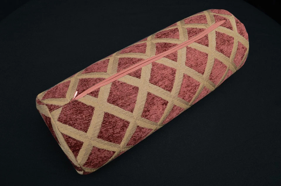 Funda de almohada acolchada de chenilla a cuadros marrón rojizo we602g cubierta enrollable para cuello de yoga Foto 3 de 4