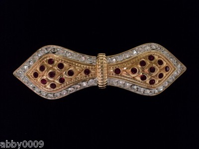 Signed Swan Swarovski Gold Plated Bar Brooch Pin SALE SALE