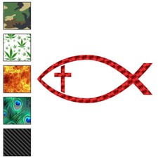Christian Cross Fish, Vinyl Decal Sticker, 40 Patterns 3 Sizes, 6834