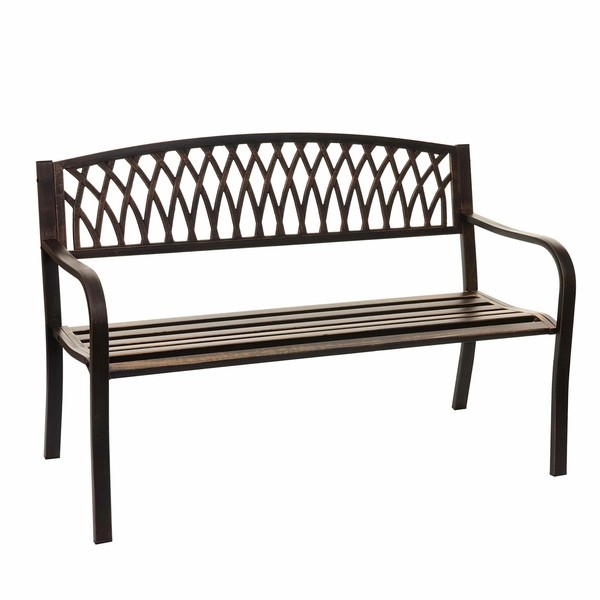 Sitzbank HWC-F45, Gartenbank, 2-Sitzer Pulverbeschichteter Stahl, Vintage Bronze-image
