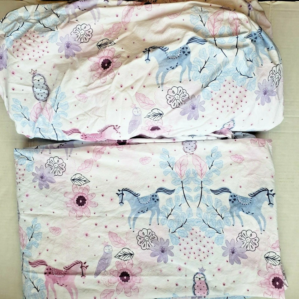 Juego completo de sábanas planas ajustadas Pottery Barn Kids Aria color caballo búho floral Foto 2 de 4