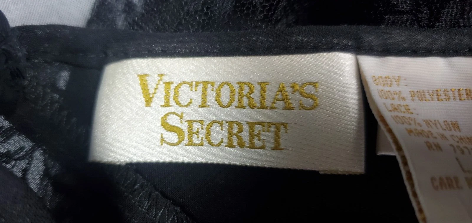 UNDERCOVER Camicia slip vintage Victorias Secret nera trasparente donna M L lingerie sexy etichetta oro