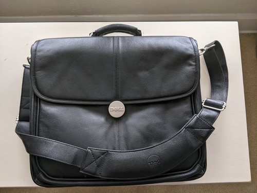 Dell Professional Laptop Case Black Faux Leather Shoulder Strap Multiple Pockets - Picture 4 of 8
