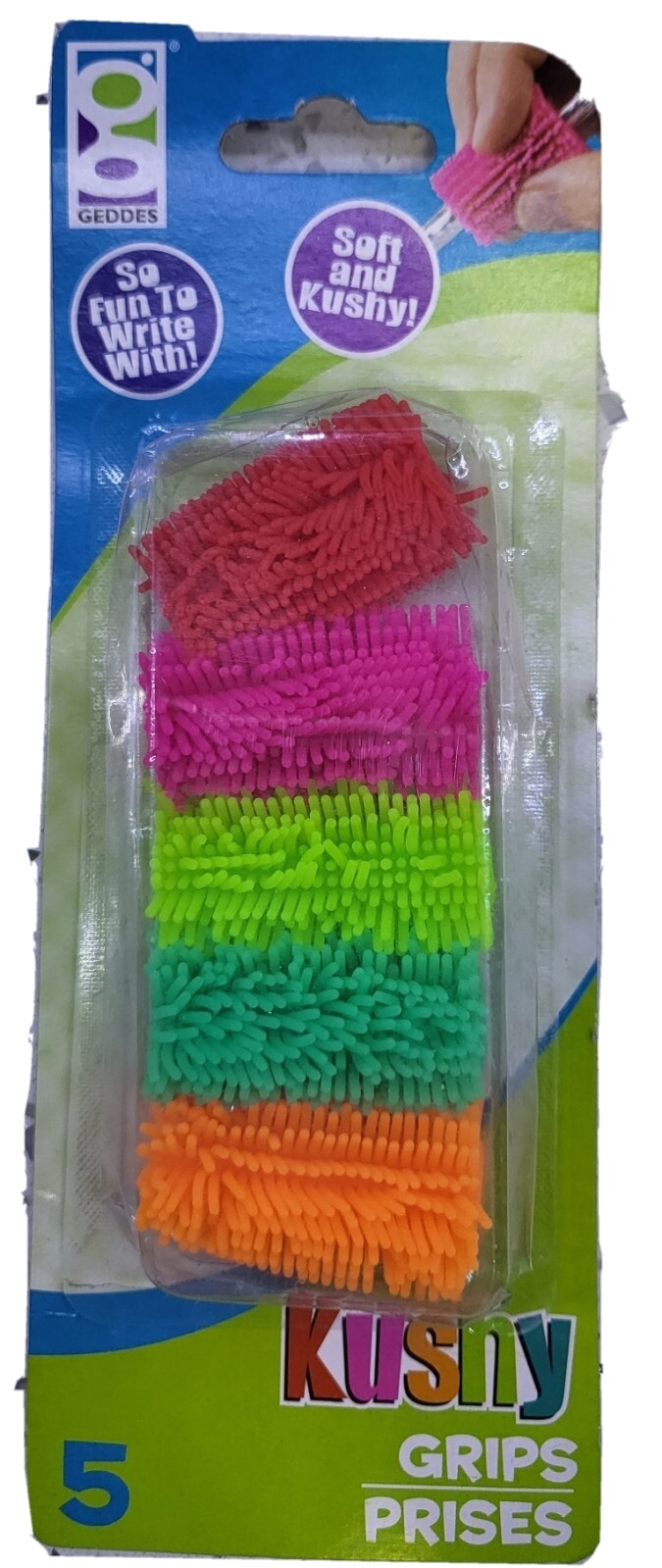 Geddes Kushy Pen/Pencil Grips, Pack of 5, All Different Colors
