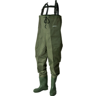 Jenzi Wathose Bauchgröße Nylon PVC Anglerhose Brusttasche Angelkleidung