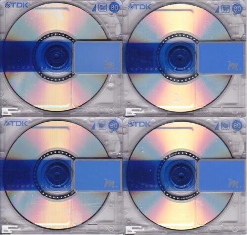 Set of 4 TDK "M" 80 min clear/blue minidiscs fast US flat rate shipping - Picture 2 of 5