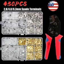450PCS Assorted Insulated Crimp Spade Terminals Electrical Wire Connectors Kit