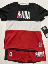 NBA 2 Piece Little Boys Red, White  Blue Short Set Size 4 Brand New   
