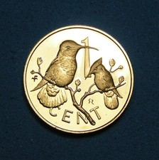British Virgin Islands 1 Cent Bronze Coin 1973 Proof, Hummingbird, Combined S/H