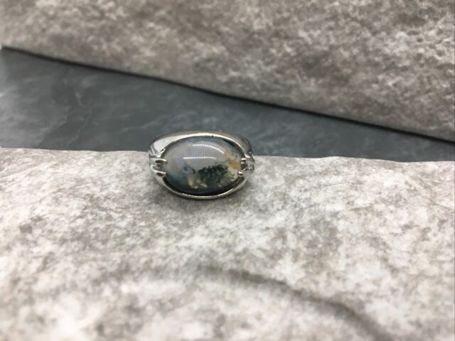 Authentic Moss Agate Ring 925 Silver Plated Handmade New Free Ship Size 7 5502 Authentic Moss Agate Ring 925 Silver Plated Handmade New Free Ship Size 7 5502