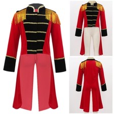 Kids Boy Girl Circus Ringmaster Costume Tailcoat Jacket Halloween Party Coaplay