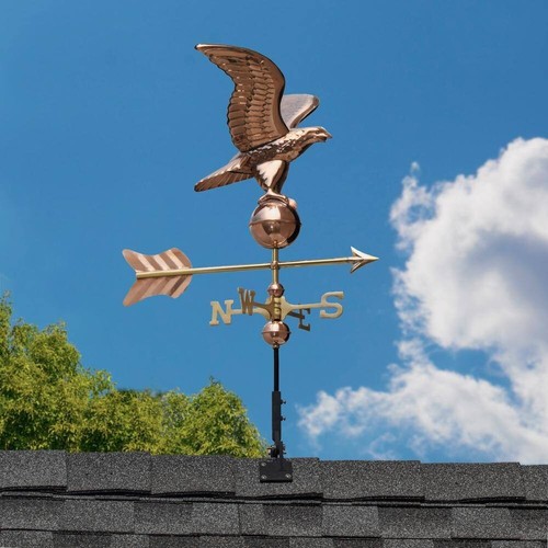 Good Directions Eagle Cottage Weathervane Solid Pure Polish Copper Roof Mount - Picture 5 of 8