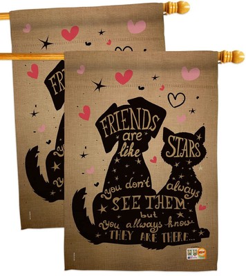 Friends are Like Stars House Flag 2 pcs Pack Dog Puppy Spoiled Paw Canine Fur...