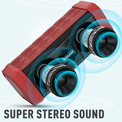 BUGANI Altavoz Bluetooth, Altavoz Inalámbrico Portátil Sonido Estéreo, IPX5 Impermeable - Imagen 4 de 7