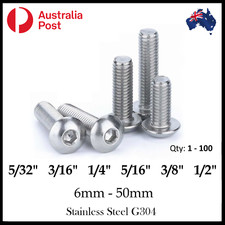 5/32" 3/16" 1/4" 5/16" 3/8" UNC Button Socket Bolt s Screw s Imperial Stainless