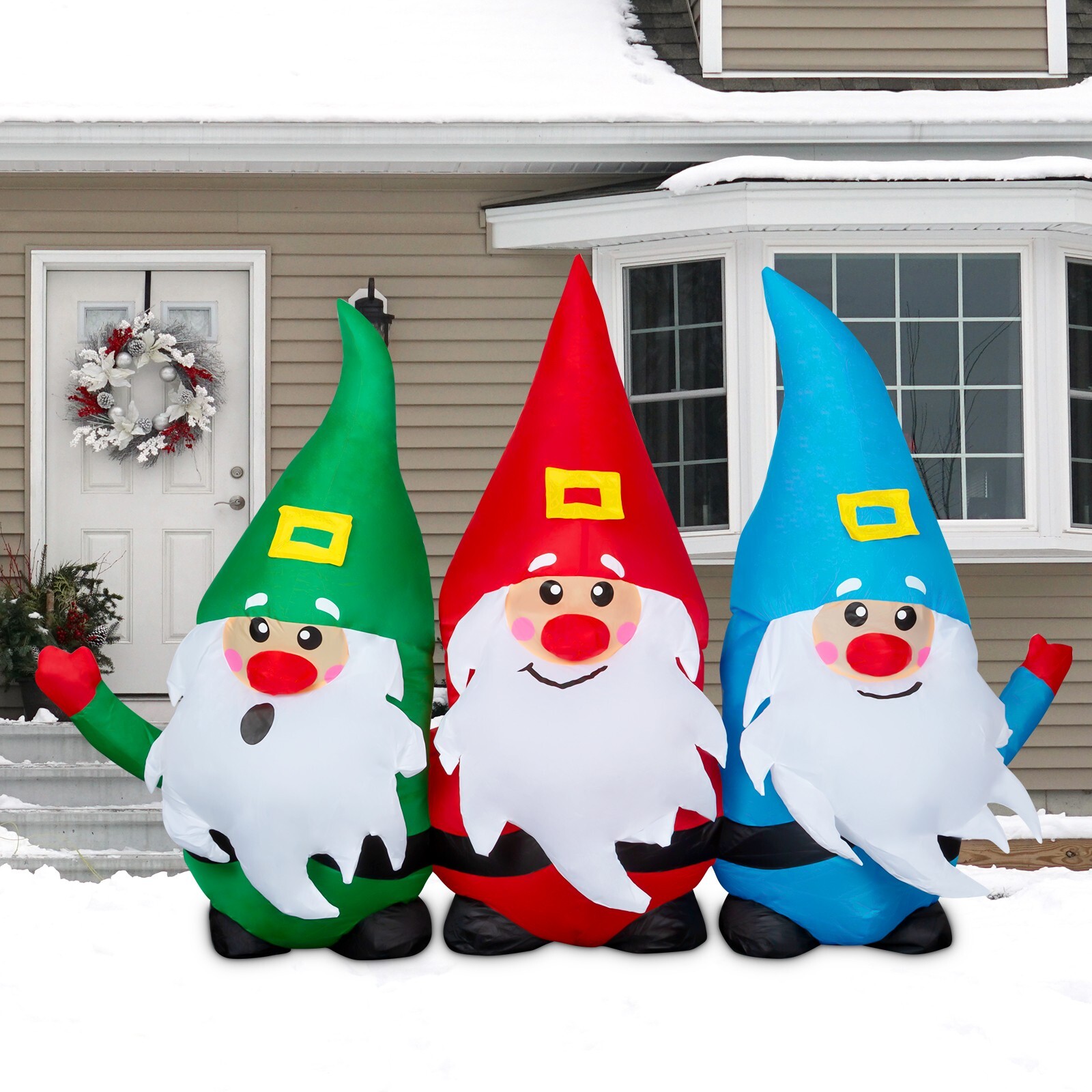 GOOSH 7.5 FT Christmas Inflatable Santa Claus Outdoor Decoration Gnomes