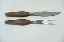 1 Fleetwood Carving Knife & Meat Fork set w/ Teak Wood Handles Danish Modern 60s