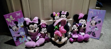 lot of 9 disney minnie mouse plush dolls stuffed animals wall decor and bucket